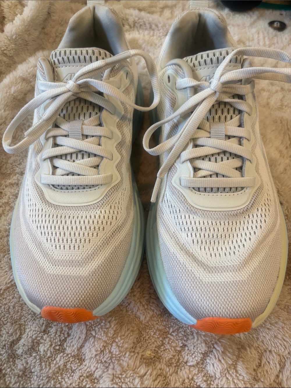 Avia Odor Control Light Gray Mesh Athletic Sneakers with Orange Toe Accents